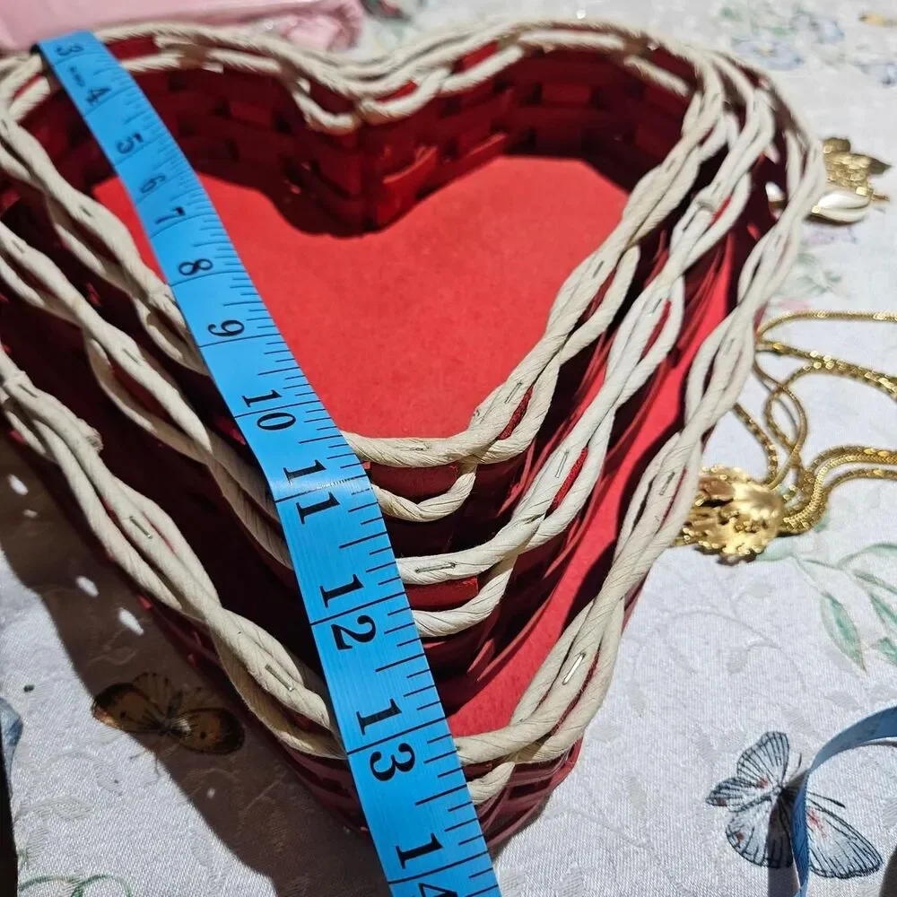 vintage cottagecore twee red heart stacking baskets